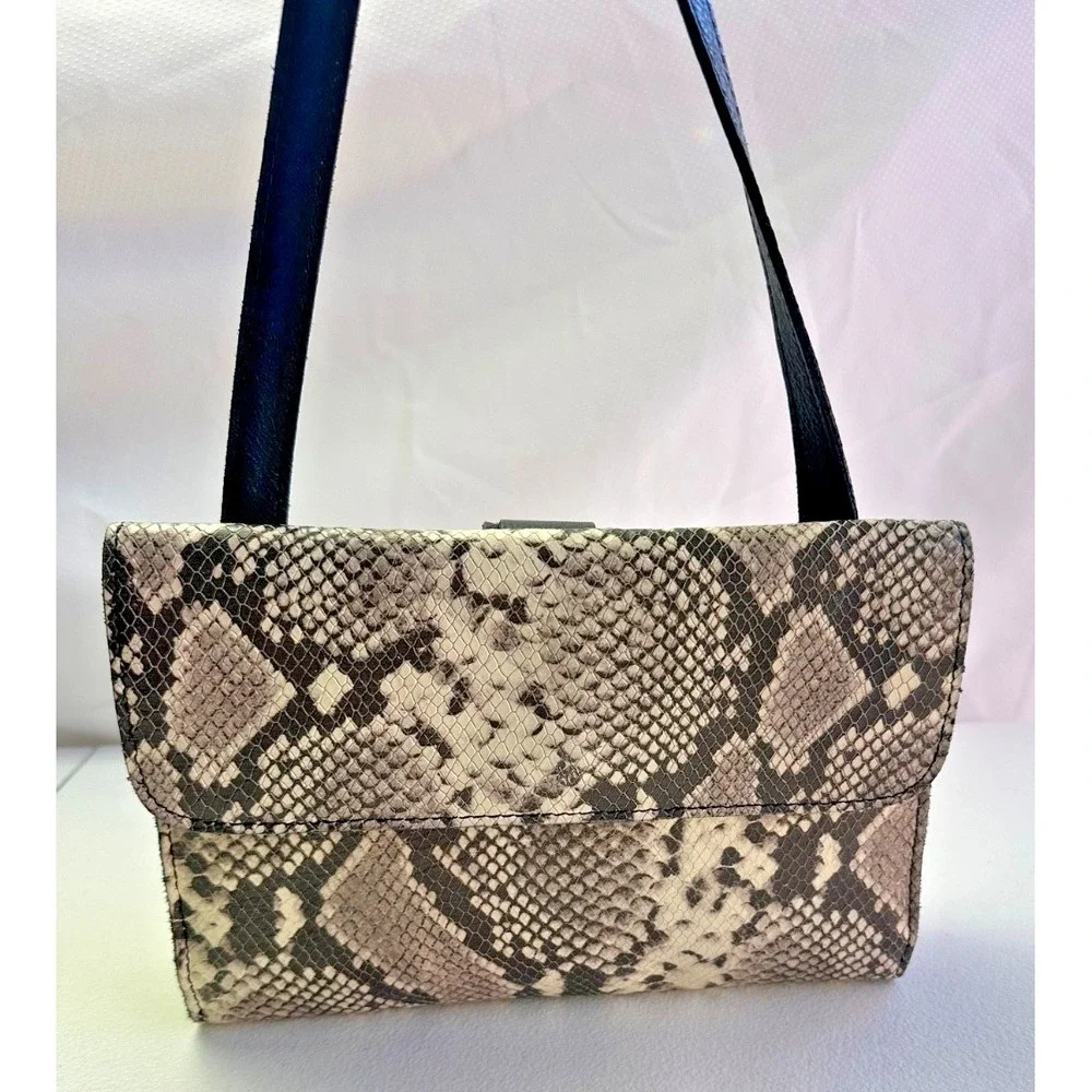 Patricia Nash Tauriana Portland Python Leather Crossbody Organizer Flap Bag Purs